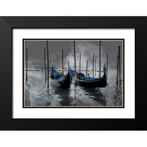 Gondolas Black Modern Wood Framed Art Print with Double Matting by Dupont, Isabelle
