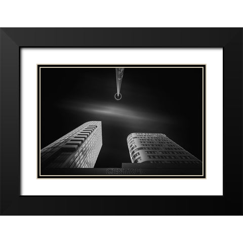 Central Black Modern Wood Framed Art Print with Double Matting by Vazan, Karol