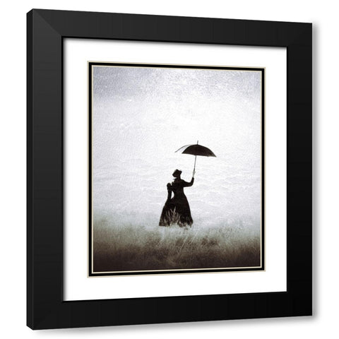 Porque te vas Black Modern Wood Framed Art Print with Double Matting by Aurelian