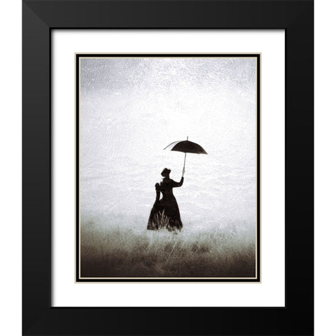 Porque te vas Black Modern Wood Framed Art Print with Double Matting by Aurelian