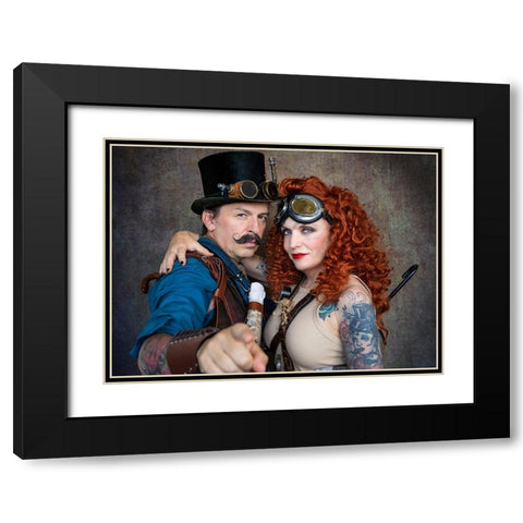 Steampunk Travelers Black Modern Wood Framed Art Print with Double Matting by Springgay, Daniel