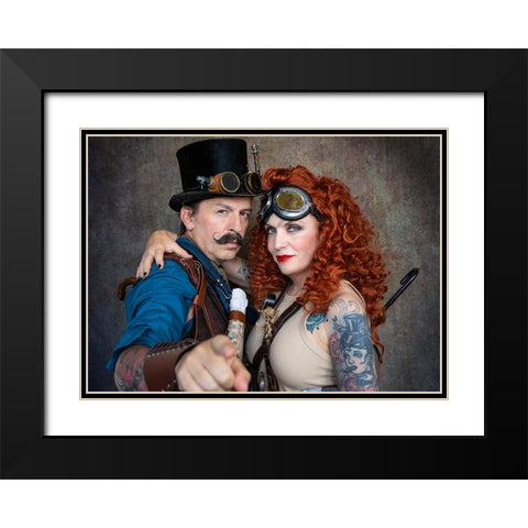 Steampunk Travelers Black Modern Wood Framed Art Print with Double Matting by Springgay, Daniel