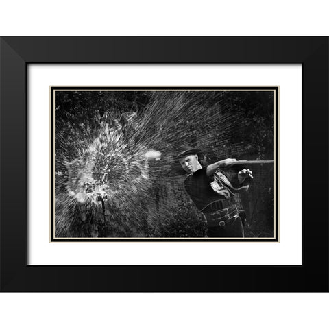 Magical Whip Black Modern Wood Framed Art Print with Double Matting by Chang, Jiangping