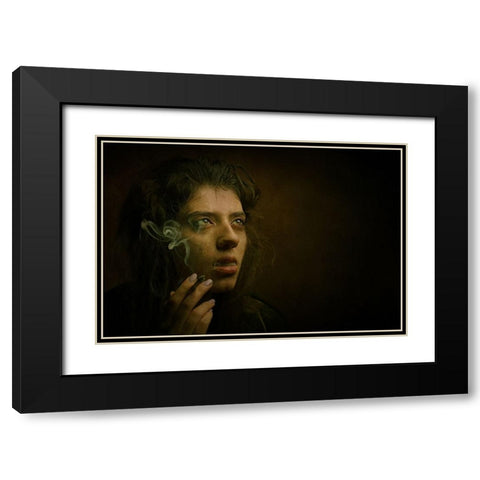 Persian Girl Black Modern Wood Framed Art Print with Double Matting by Hasheminasab, Moein