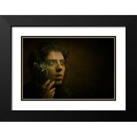 Persian Girl Black Modern Wood Framed Art Print with Double Matting by Hasheminasab, Moein