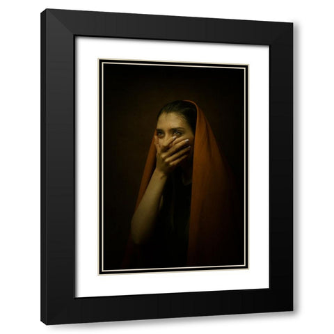 Persian Girl Black Modern Wood Framed Art Print with Double Matting by Hasheminasab, Moein