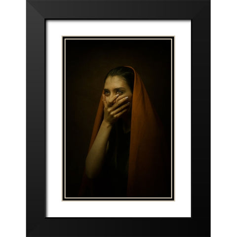 Persian Girl Black Modern Wood Framed Art Print with Double Matting by Hasheminasab, Moein