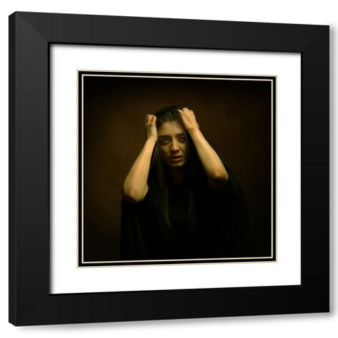 Persian Girl Black Modern Wood Framed Art Print with Double Matting by Hasheminasab, Moein
