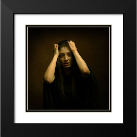 Persian Girl Black Modern Wood Framed Art Print with Double Matting by Hasheminasab, Moein
