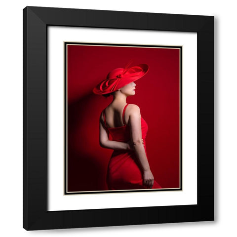 Red Black Modern Wood Framed Art Print with Double Matting by Wang, Jeff