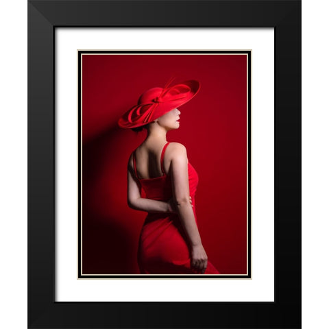 Red Black Modern Wood Framed Art Print with Double Matting by Wang, Jeff