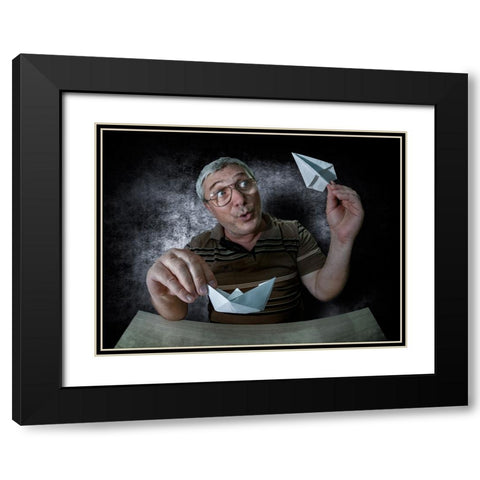In The Minds Of Children Black Modern Wood Framed Art Print with Double Matting by Dan, Udrea