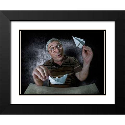 In The Minds Of Children Black Modern Wood Framed Art Print with Double Matting by Dan, Udrea