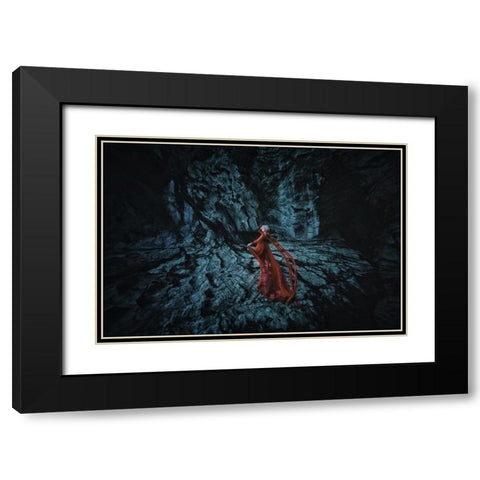 Ran Himemiya Black Modern Wood Framed Art Print with Double Matting by Koiki