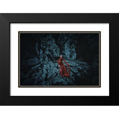 Ran Himemiya Black Modern Wood Framed Art Print with Double Matting by Koiki