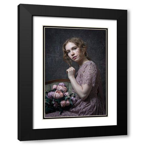 With Flowers Black Modern Wood Framed Art Print with Double Matting by Franke, Ruth