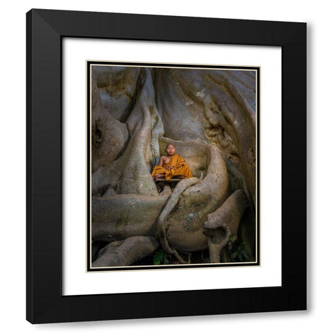 Pray Black Modern Wood Framed Art Print with Double Matting by Fifi, Magdalena