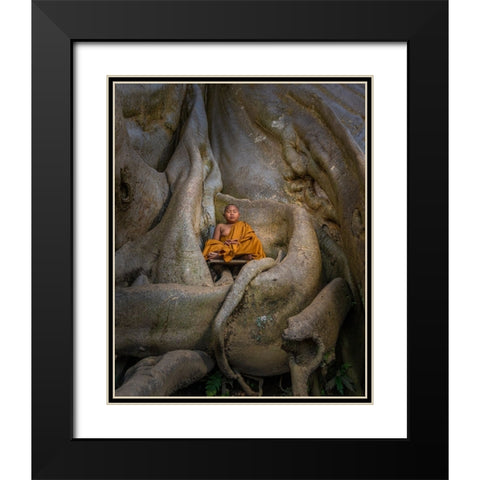 Pray Black Modern Wood Framed Art Print with Double Matting by Fifi, Magdalena