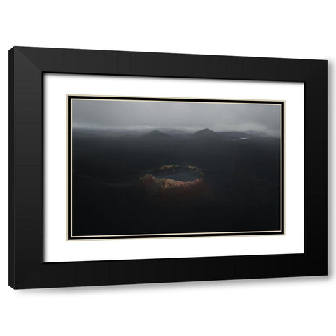 Crater Black Modern Wood Framed Art Print with Double Matting by Bian, James