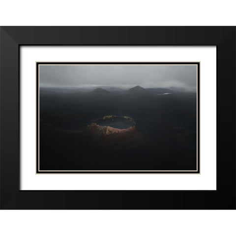 Crater Black Modern Wood Framed Art Print with Double Matting by Bian, James