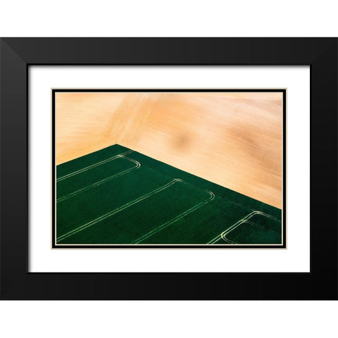 Green Field Black Modern Wood Framed Art Print with Double Matting by Prioteasa, Sebastian