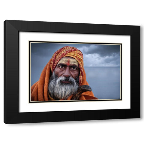 Saving Face - The Anthology - V Black Modern Wood Framed Art Print with Double Matting by Steverson, Michael