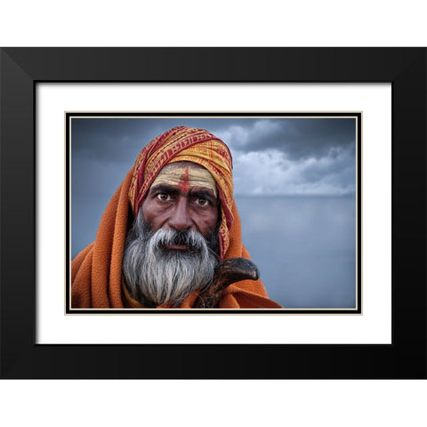 Saving Face - The Anthology - V Black Modern Wood Framed Art Print with Double Matting by Steverson, Michael