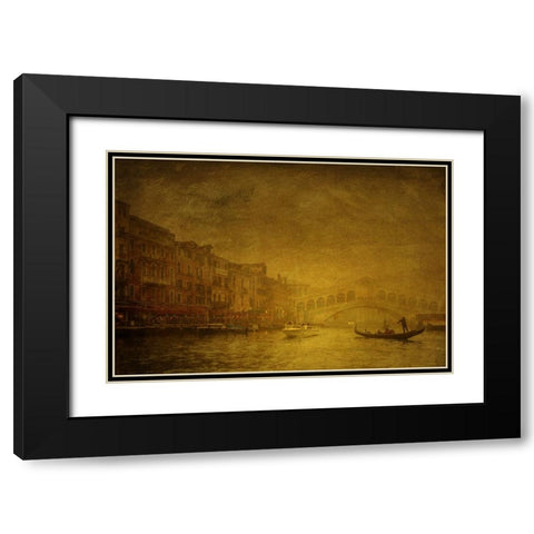 Rialto Bridge In The Mist Black Modern Wood Framed Art Print with Double Matting by Dupont, Isabelle