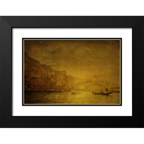 Rialto Bridge In The Mist Black Modern Wood Framed Art Print with Double Matting by Dupont, Isabelle