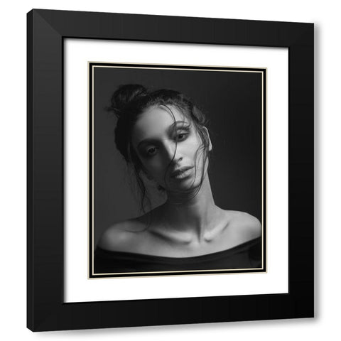 Leaa Black Modern Wood Framed Art Print with Double Matting by Shiki, Shizuo