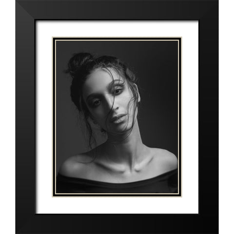 Leaa Black Modern Wood Framed Art Print with Double Matting by Shiki, Shizuo