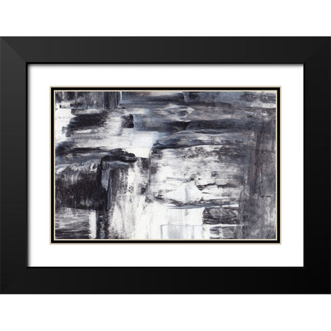 Abstract Texture No 2 Black Modern Wood Framed Art Print with Double Matting by Uplusmestudio