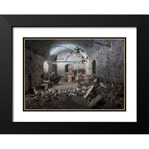 Lover Black Modern Wood Framed Art Print with Double Matting by Bahmani, Mitra