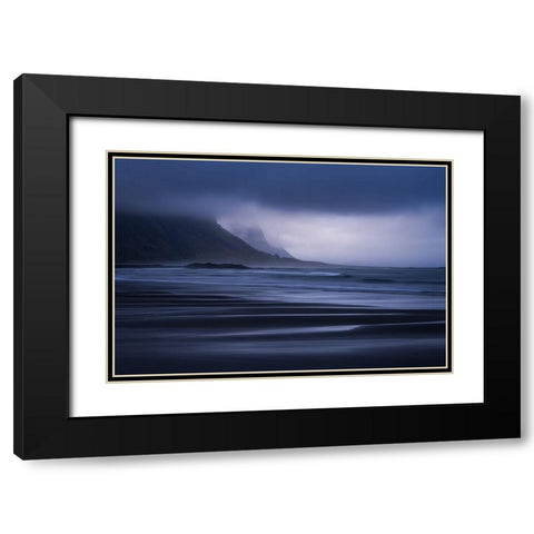 Beach Black Modern Wood Framed Art Print with Double Matting by Li, Yongnan