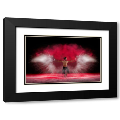 Powder Wings Black Modern Wood Framed Art Print with Double Matting by Aditya, Rawisyah