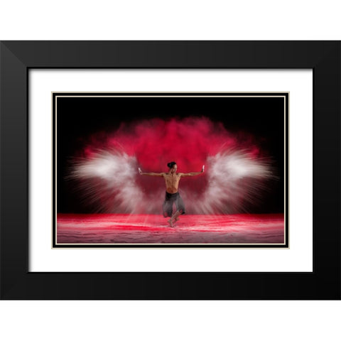 Powder Wings Black Modern Wood Framed Art Print with Double Matting by Aditya, Rawisyah