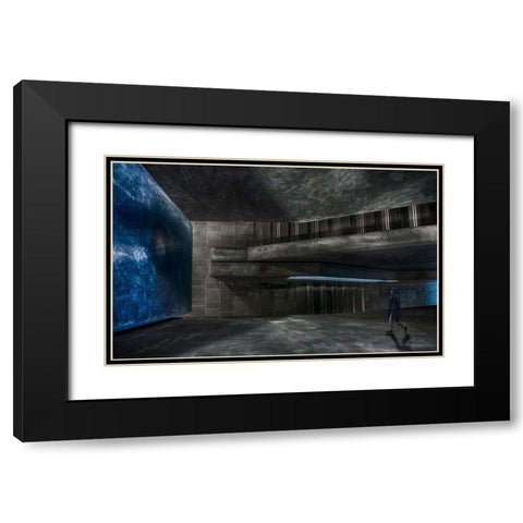 Blue Attraction Black Modern Wood Framed Art Print with Double Matting by Van Son, Greetje