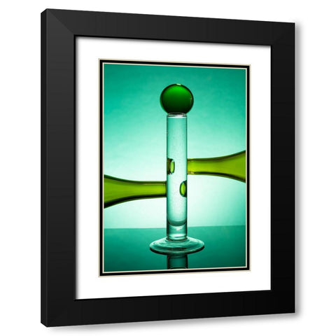 Green Glass 16 Black Modern Wood Framed Art Print with Double Matting by Yakubovitch, Azriel