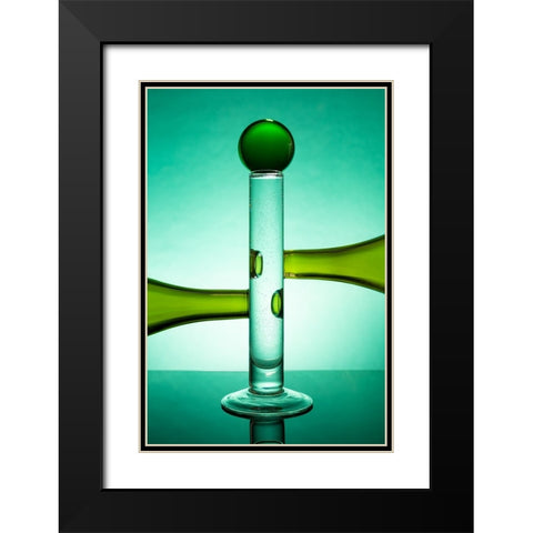 Green Glass 16 Black Modern Wood Framed Art Print with Double Matting by Yakubovitch, Azriel