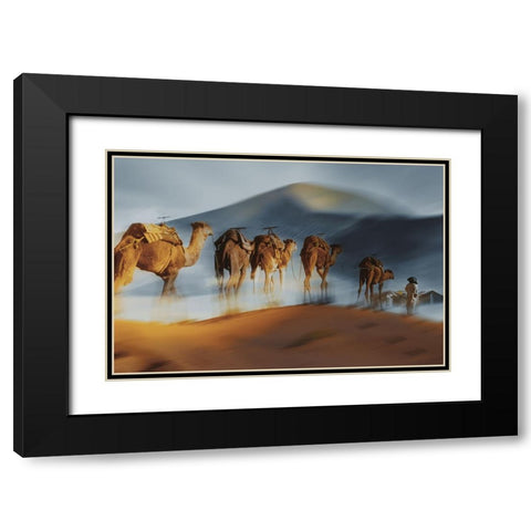 Caravane Black Modern Wood Framed Art Print with Double Matting by Halperin, Gabrielle