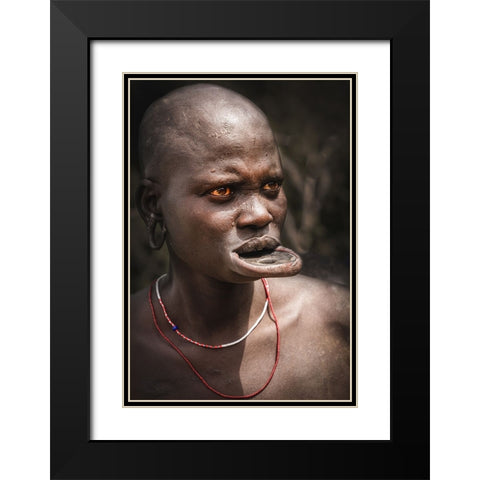 Labial Disc Family Black Modern Wood Framed Art Print with Double Matting by Tianhuayu