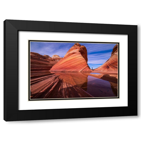 Orange Yellow Blue White ...Nature Lines. Black Modern Wood Framed Art Print with Double Matting by Xu, Kevin