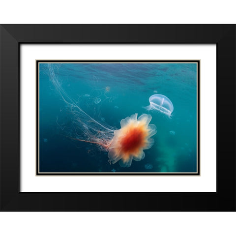 Underwater Space Black Modern Wood Framed Art Print with Double Matting by Narchuk, Andrey
