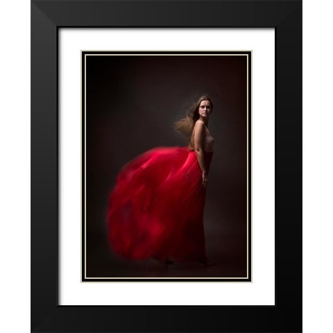 Red With The Wind. Black Modern Wood Framed Art Print with Double Matting by Raskin, Moris
