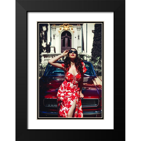 Riding the Mustang Black Modern Wood Framed Art Print with Double Matting by Bolgov (Axe), Ruslan