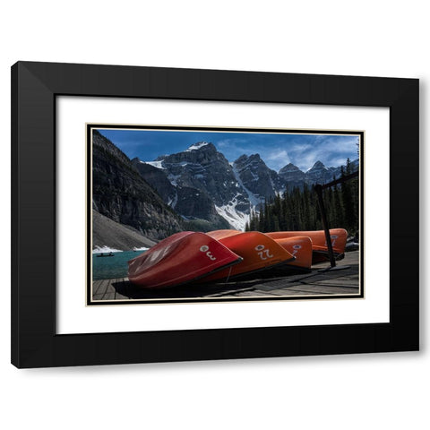 Four peaks Black Modern Wood Framed Art Print with Double Matting by Gong, Yanyan