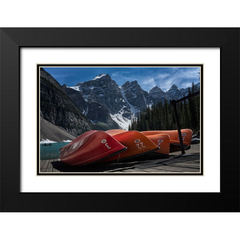 Four peaks Black Modern Wood Framed Art Print with Double Matting by Gong, Yanyan