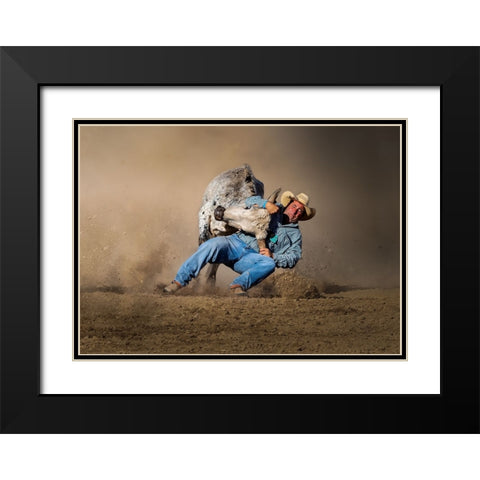 Strength Matching Black Modern Wood Framed Art Print with Double Matting by Yu Wu, Irene