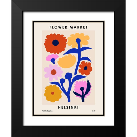 Flower Market. Helsinki Black Modern Wood Framed Art Print with Double Matting by NKTN