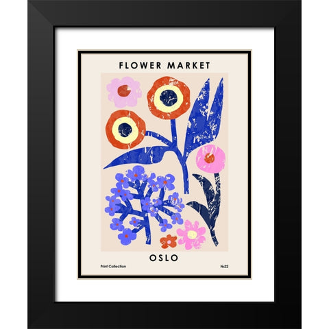 Flower Market. Oslo Black Modern Wood Framed Art Print with Double Matting by NKTN